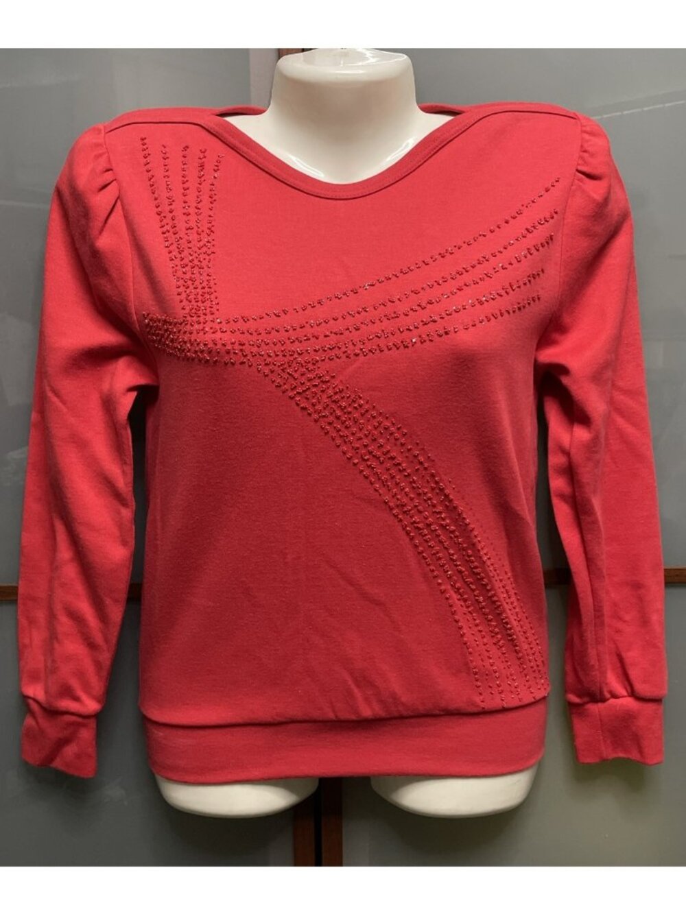 Cache Vintage 70s Size Small Sweatshirt Beaded Glitter Longsleeve Sweater Retro